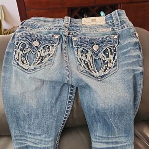 Miss Me Light Blue Boot Cut Jeans with Embellished Pockets